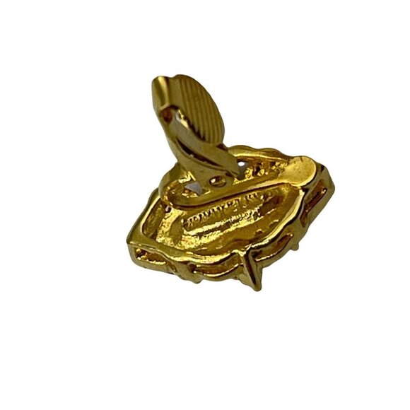 Lind Gold Tone Marquise Aurora Borealis Rhinestone Cut Clip-On Earrings 3/4” - Picture 10 of 10